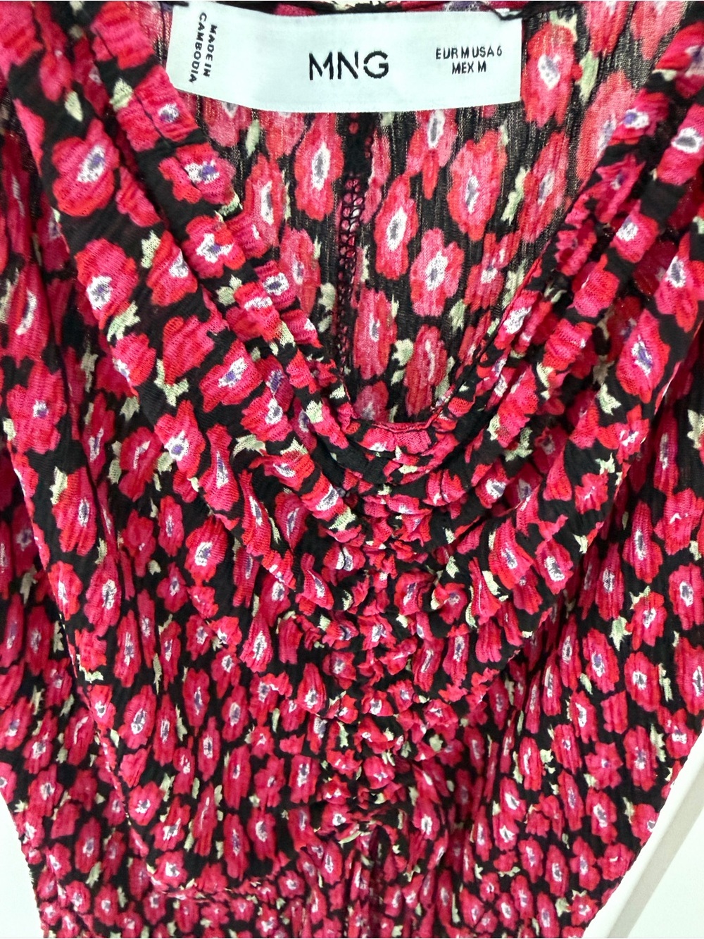 MANGO Patterned Midi Dress with Spaghetti Straps - Picture 4 of 5
